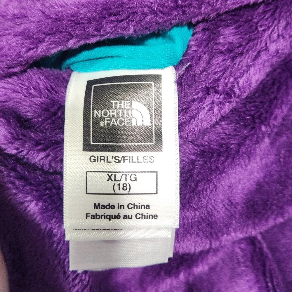 The North Face Elloise Girls 18 XL Reversible Full Zip Hoodie Jacket Teal Purple